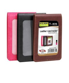 KEJEA Leather Card Holder T-835: Stylish Badges & Holders in Black or Brown