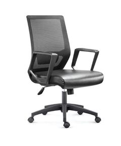 Chair, Mesh Medium Back & Fabric Chair, Swivel, Black
