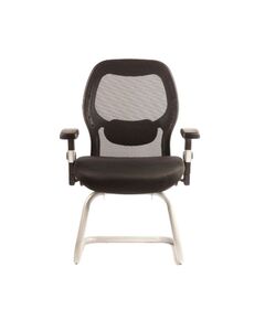 Chair, Mesh Medium Back & Fabric Chair, Fixed, Black