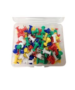 Clips, Push Pin, Metal/Plastic, Assorted Color, 100 PC/Pack