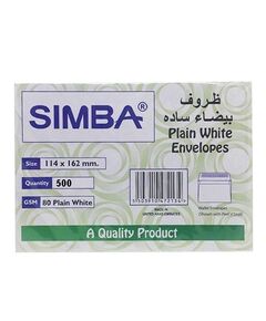 Envelope, SIMBA, Peel-n-Seal White Envelopes , 80 GSM,  (114 X 162 mm), 500 Envelopes