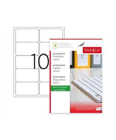 Labels, TANEX, Multi-purpose Labels, 10 Labels/Sheet, 105 x 57 mm, white