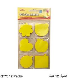 Memo Paper, YIDOO, Sticky Note, Neon Color, 75 Sheets/pads, 6 Shapes, 12 Packs