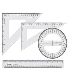 Ruler, Drawing/Measuring Instrument Set, Size: 10"x12", Clear, Set of 4
