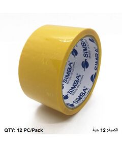 Tape, SIMBA, Plastic Packaging Tape, 2 inch (48 mm) x 40 yd ( 36.5 m), Yellow, 12 PC/Pack