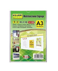 Desk Organizer, KEJEA, Multifunctional Signage (Card Stand) K-1130, A3, Plastic, Clear
