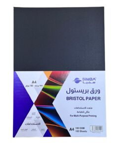 Bristol Paper A4 SIMBA 100 Sheets Black 180 Grams