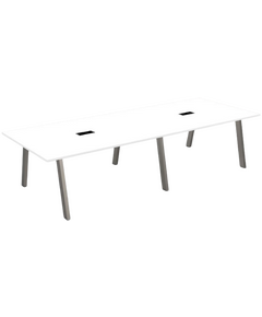 طاولة إبتكار للإجتماعات، مستطيلة،  فتحة لإدارة الكابلات (أرجل معدنية) -  أبيض 320سم