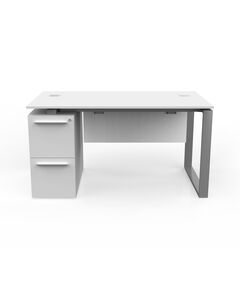 Desk EBTIKAR White Pedestal, 1 Box, 1 File - 140cm