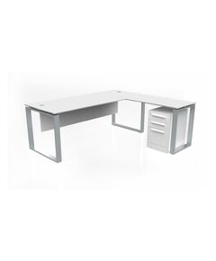 Desk EBTIKAR White with Mobile Pedestal - 180cm