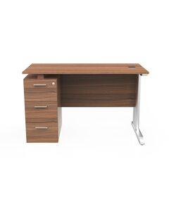 Desk KHOZAMA ​with Fixed Pedestal -Brown 120cm ​