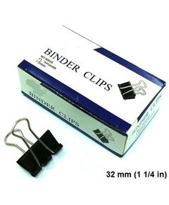 Clips, Binder Clips 132, 32 mm, Black, 12 PC/Pack