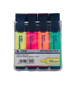 Highlighter Marker, STA, 1 - 5 mm, Chisel Tip, 4 Colors/Box