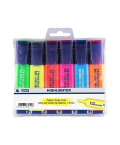 Highlighter Marker, STA, 1 - 5 mm, Chisel Tip, 6 Colors, 8 PC/Pack