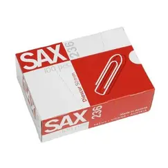 Clips, SAX, Paper Clip 236, 50 mm, Nickel Plated, 100 PC/Pack
