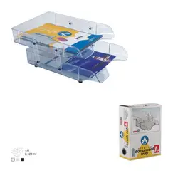 Desk Organizer, ARK, Desk Tray Sliding 2082, 2 Tiers, Plastic, Clear
