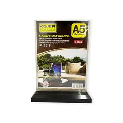 Desk Organizer, KEJEA, T Shap Sign Holder Stand K-6084, A5, Plastic, Clear