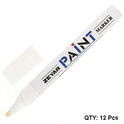 Paint Marker, ZEYAR, ZP1501,  Round Tip, 0.8-1.2 mm, White, 12 PC/Pack