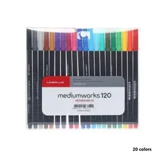 Pen, LiNEPLUS, Mediumworks 120, Fineliner Pen, 0.4-0.7 mm, Assorted Color, 20 Colors