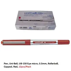 Pen, Uni-Ball, UB-150 Eye micro, 0.5mm, Rollerball, Capped, Red, 12 PC/Pack