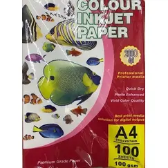 ورق ملون، 100 جم، أ4 (100 ورقة)، ورق طباعة انك جت مطفي، ابيض