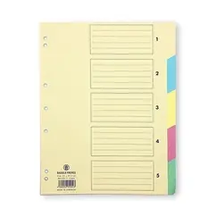 Divider,  Bassile Freres, Color Index Separators ,Bristol 180g , A4, 5 Colors