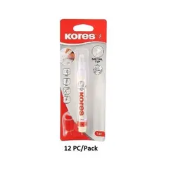 مزيل حبر، كورس، راس معدني رفيع السن، 10 مل، ابيض، 12قلم/علبة