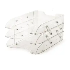 ادوات تنظيم المكتب، ماس، حاوية مستندات مكتبية ، 3 رفوف او طبقات ، بلاستيك، شفاف