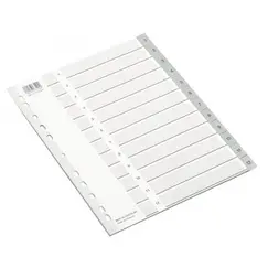 Divider, ROCO,  Index Divider, PVC, A4, 1-12 Numbers, Gray