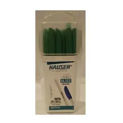 قلم، هاوسر، قلم جاف، 0.7 مم، جلايس، اخضر، 30 حبة/ علبة
