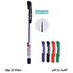 Pen, KRISH, Ball Pen, Easy Flow, 0.7 mm, Black, 12 PC/Pack