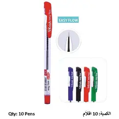 Pen, KRISH, Ball Pen, Easy Flow, 0.7 mm, Red, 10 PC/Pack