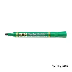 قلم تحديد دائم Pentel N860-D Maxiflo، رأس مشطوف، حبر أخضر، 12 قطعة/علبة