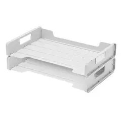 رف اوراق مفتوح من جانب واحد طبقتين مترو بلاستيك رمادي