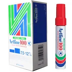 قلم ثابت ارتلاين 100 راس مشطوف 6 اقلام - احمر