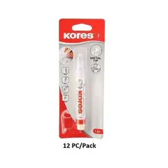 Correction Pen, KORES, Metal Tip, 10 g, Roller ball, White, 12 PC/Pack