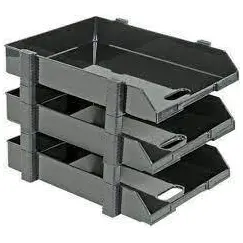 سلة أوراق قابلة للطي بثلاث طبقات، اللون الأسود