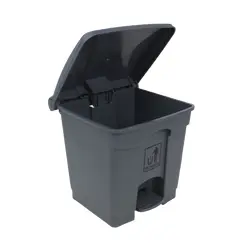 سلة نفايات بلاستيك مع دعاسة (سعة 30 لتر) رمادي