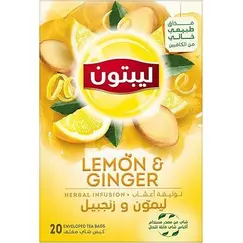 Lipton Herbal Infusion Tea Lemon & Ginger, 20 Teabags X16