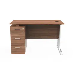 Desk ​with Fixed Pedestal -Brown 120cm ​