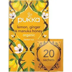 Pukka Lemon Ginger & Manuka Honey Organic Herbal Tea – 4 Packs x 20 Teabags