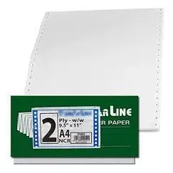 Computer Paper Size: 9.5" x 11", 2-Ply Plain (White+W) - NCR (1000 Sheets/Box)