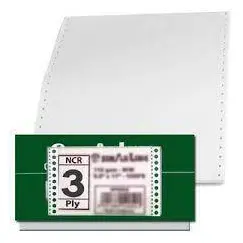 Computer Paper Size: 9.5" x 11", 3-Ply Plain (White X3) - NCR (500 Sheets/Box)