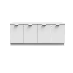 خزانة بـ 4 أبواب خشبية - أبيض 90 سم