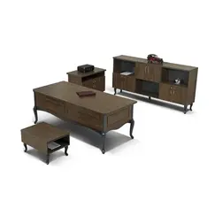 Office Set Laden - Dark Brown & Grey | 4-Piece Desk, (TLLL-DS005)