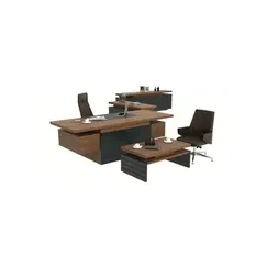 Office Set Luster - Dark Brown & Grey 4 Pieces (TLLL-DS010)