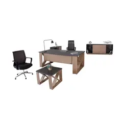 Office Set Mercure - Grey & Light Brown 4 Pieces (TLLL-DS019)