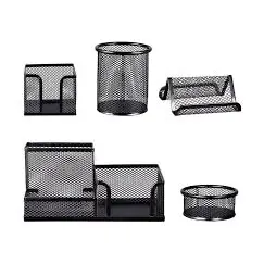 Metal Mesh Desk Sets 5 PCS - Black