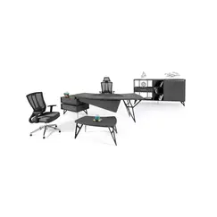 Office Set Mirkan - Grey & Black 3 Pieces (TLLL-DS015)