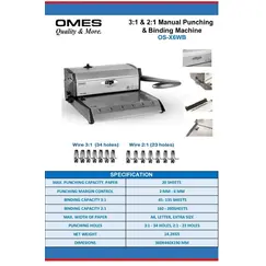 OMES 3:1 & 2:1 Manual Punching and Binding Machine OS-X6WB